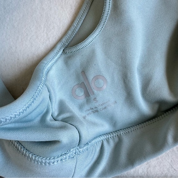 Alo Yoga High-Waist Airlift Legging and Airlift Intrigue Bra in Chalk Blue - Picture 7 of 12